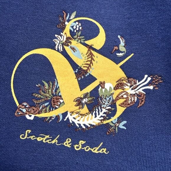 Scotch & Soda Other - Scotch & Soda Hoodie Men’s Size Medium Floral Graphic Embroidered Navy Blue NWT